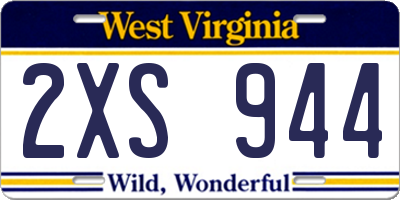 WV license plate 2XS944