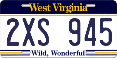 WV license plate 2XS945