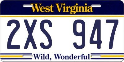 WV license plate 2XS947
