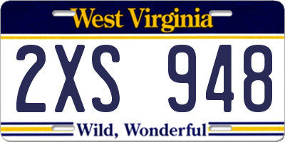 WV license plate 2XS948