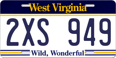 WV license plate 2XS949