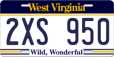 WV license plate 2XS950