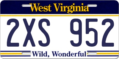 WV license plate 2XS952