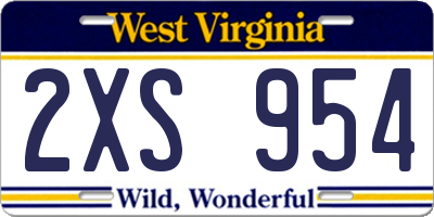 WV license plate 2XS954