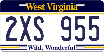 WV license plate 2XS955