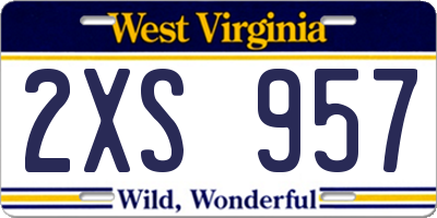 WV license plate 2XS957