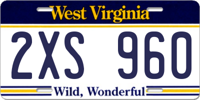 WV license plate 2XS960