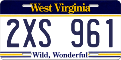 WV license plate 2XS961