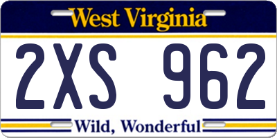 WV license plate 2XS962