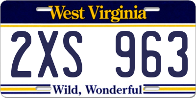 WV license plate 2XS963