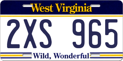 WV license plate 2XS965
