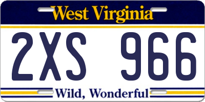 WV license plate 2XS966