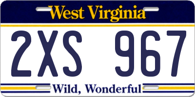 WV license plate 2XS967