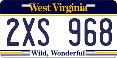 WV license plate 2XS968