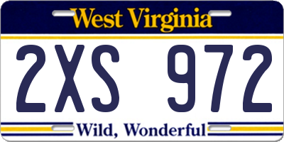 WV license plate 2XS972