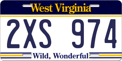 WV license plate 2XS974