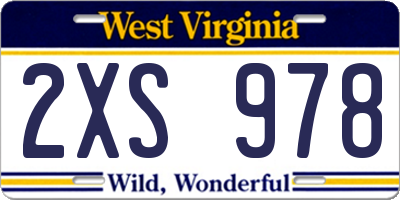 WV license plate 2XS978