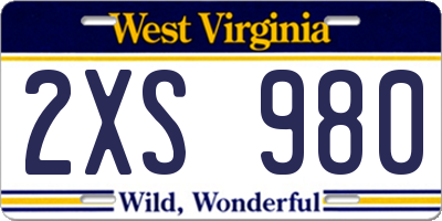 WV license plate 2XS980