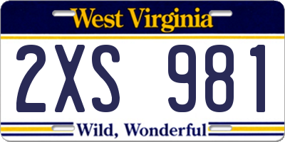 WV license plate 2XS981