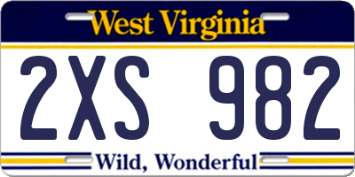 WV license plate 2XS982