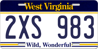 WV license plate 2XS983