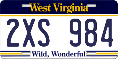 WV license plate 2XS984