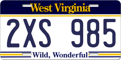 WV license plate 2XS985