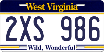 WV license plate 2XS986