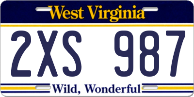 WV license plate 2XS987