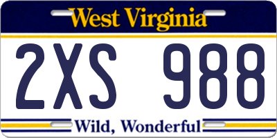WV license plate 2XS988