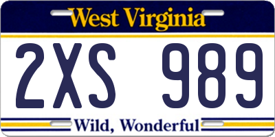WV license plate 2XS989