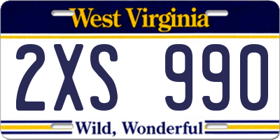 WV license plate 2XS990