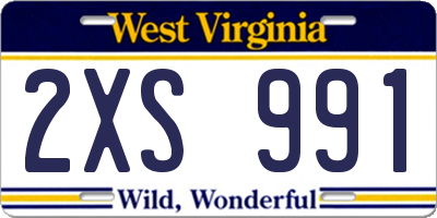 WV license plate 2XS991