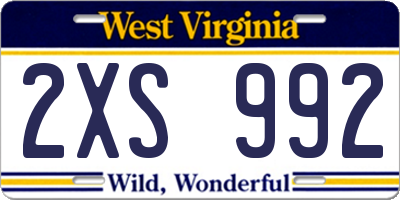 WV license plate 2XS992
