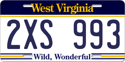 WV license plate 2XS993
