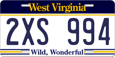 WV license plate 2XS994