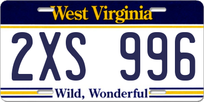 WV license plate 2XS996