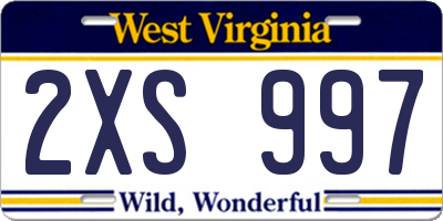 WV license plate 2XS997