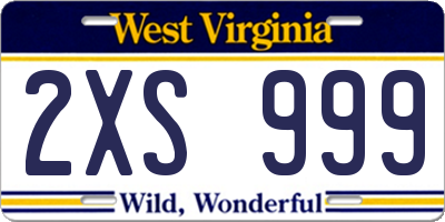 WV license plate 2XS999