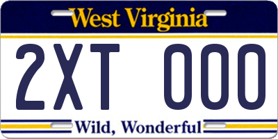 WV license plate 2XT000