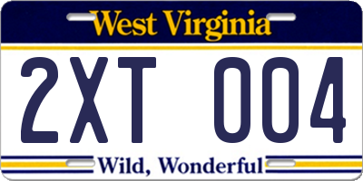 WV license plate 2XT004