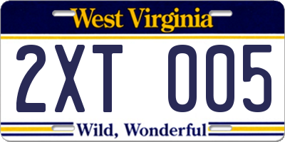 WV license plate 2XT005
