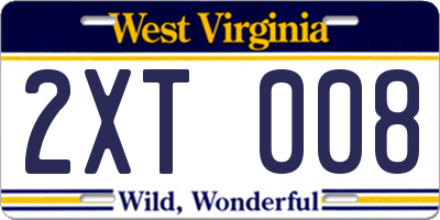 WV license plate 2XT008