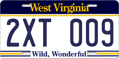 WV license plate 2XT009