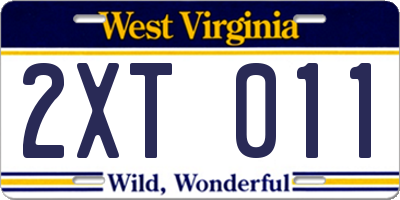 WV license plate 2XT011