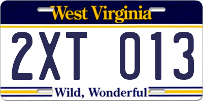 WV license plate 2XT013