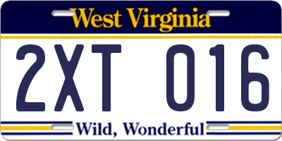 WV license plate 2XT016
