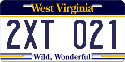 WV license plate 2XT021