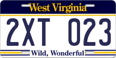 WV license plate 2XT023