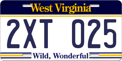 WV license plate 2XT025